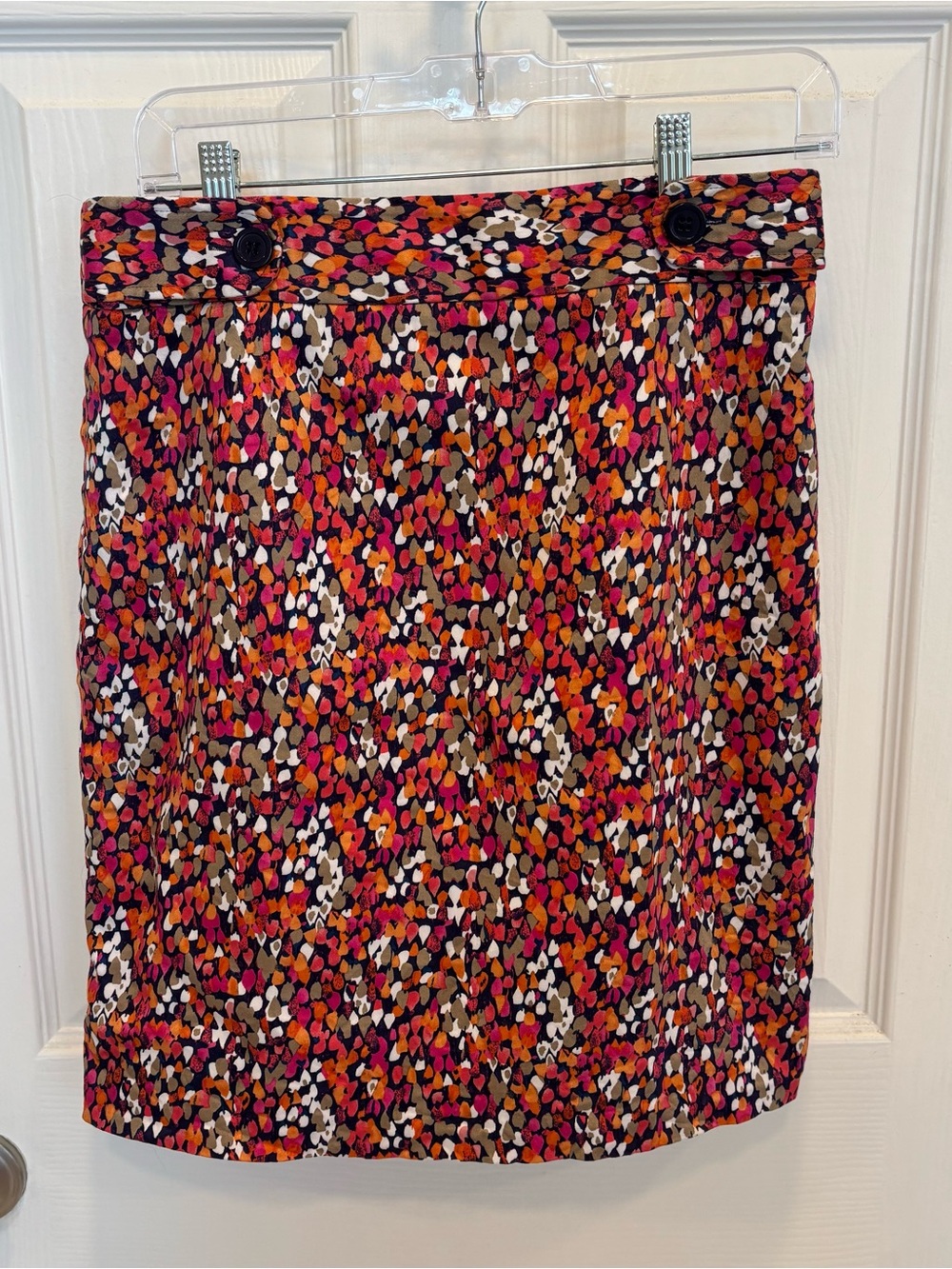 Laundry By Shelli Segal Skirt 6 Cotton Pink Orange Abstract Print Zipper Lined